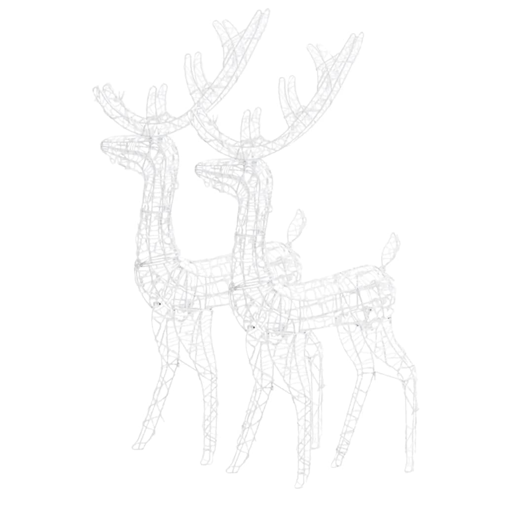 vidaXL 2pcs 47.2" Acrylic Reindeer Decorations with Energy-Saving LED Lights and Various Lighting Modes - Cold White - Suitable for Indoor and Outdoor Christmas Decor