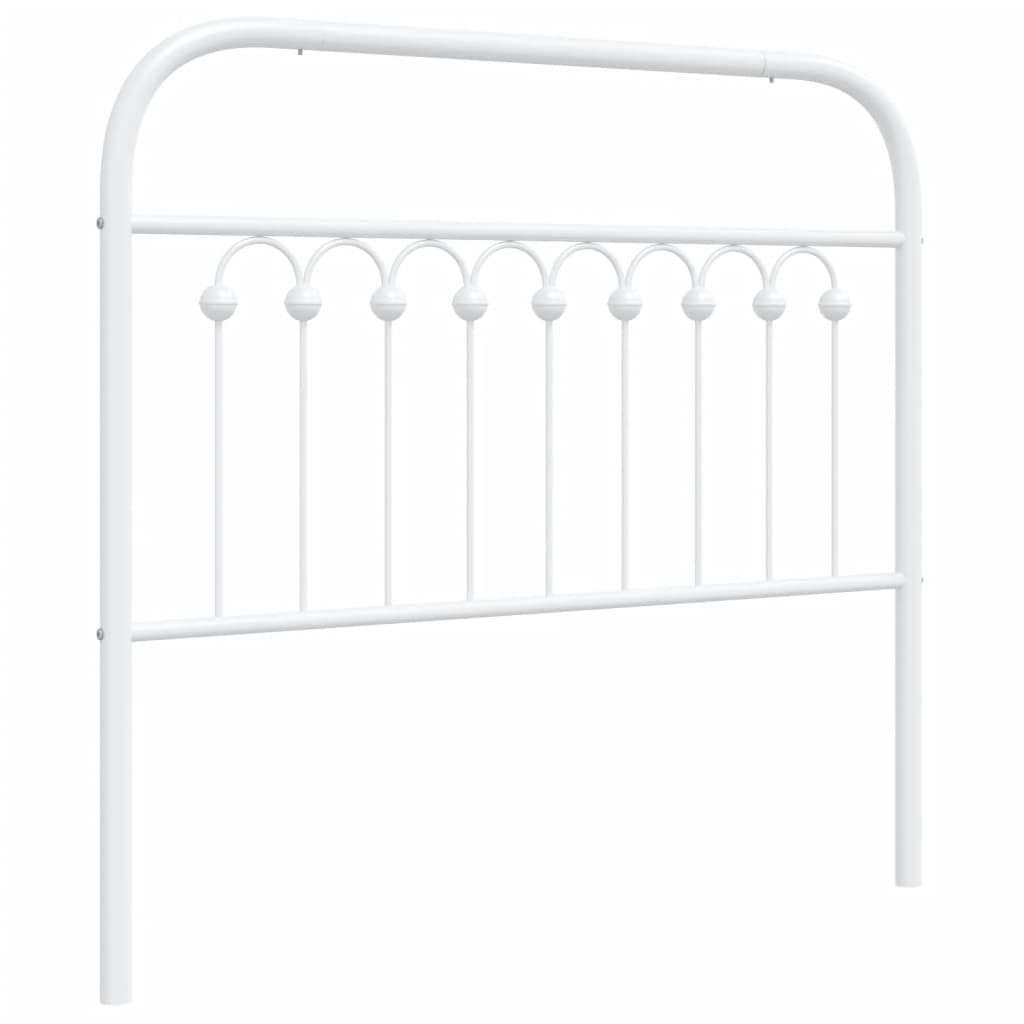 vidaXL Metal Headboard White 39.4&quot; – Classic Designed Stable Steel Bed Headboard - White Bed Frame Support