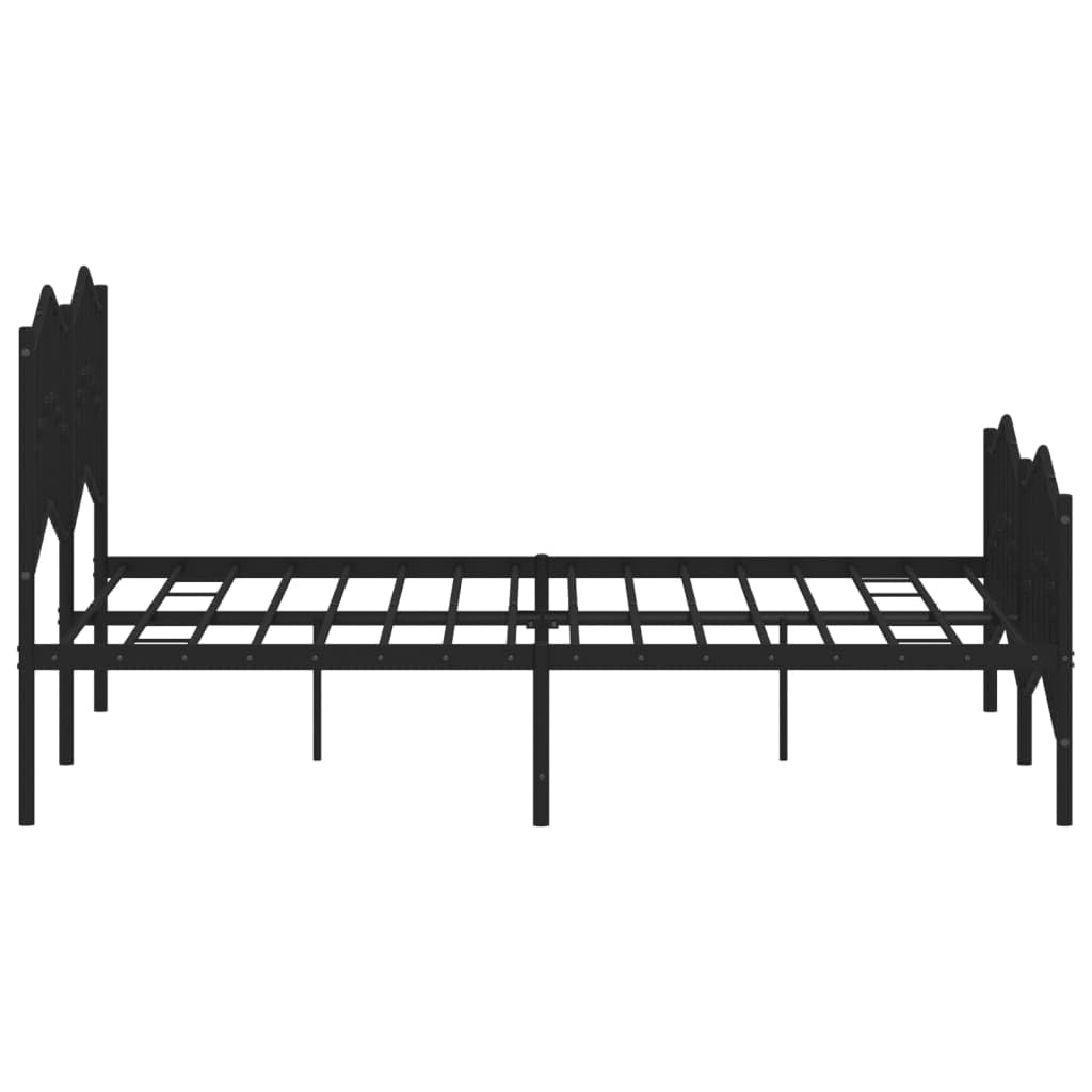 vidaXL Black Metal Double Bed Frame 53.1&quot;x74.8&quot; with Headboard/Footboard - Sturdy Steel Construction, Ample Under-Bed Storage