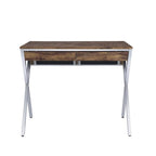 Acme Callers 2-Drawer Wooden Home Office Desk In Weathered Oak And Chrome