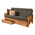 Kodiak Furniture Lodge Futon with Fabric Mattress in Natural/Thunder Gray