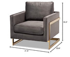 Baxton Studio Matteo Glam and Luxe Grey Velvet Fabric Upholstered Gold Finished Armchair