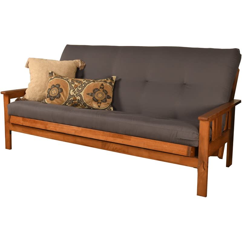 Kodiak Furniture Monterey Barbados Wood Futon with Twill Gray Mattress