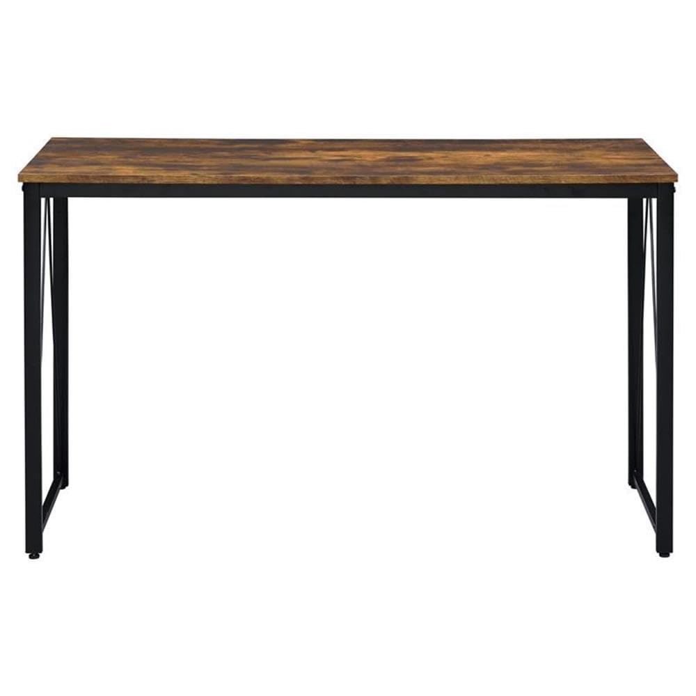 Acme Zaidin Wooden Rectangle Top Writing Desk In Weathered Oak And Black