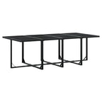 vidaXL 15 Piece Patio Dining Set - Outdoor/Garden Furniture, Black Textilene with Cushions, Powder-Coated Steel Frame, Tempered Glass Table, Compact Storage