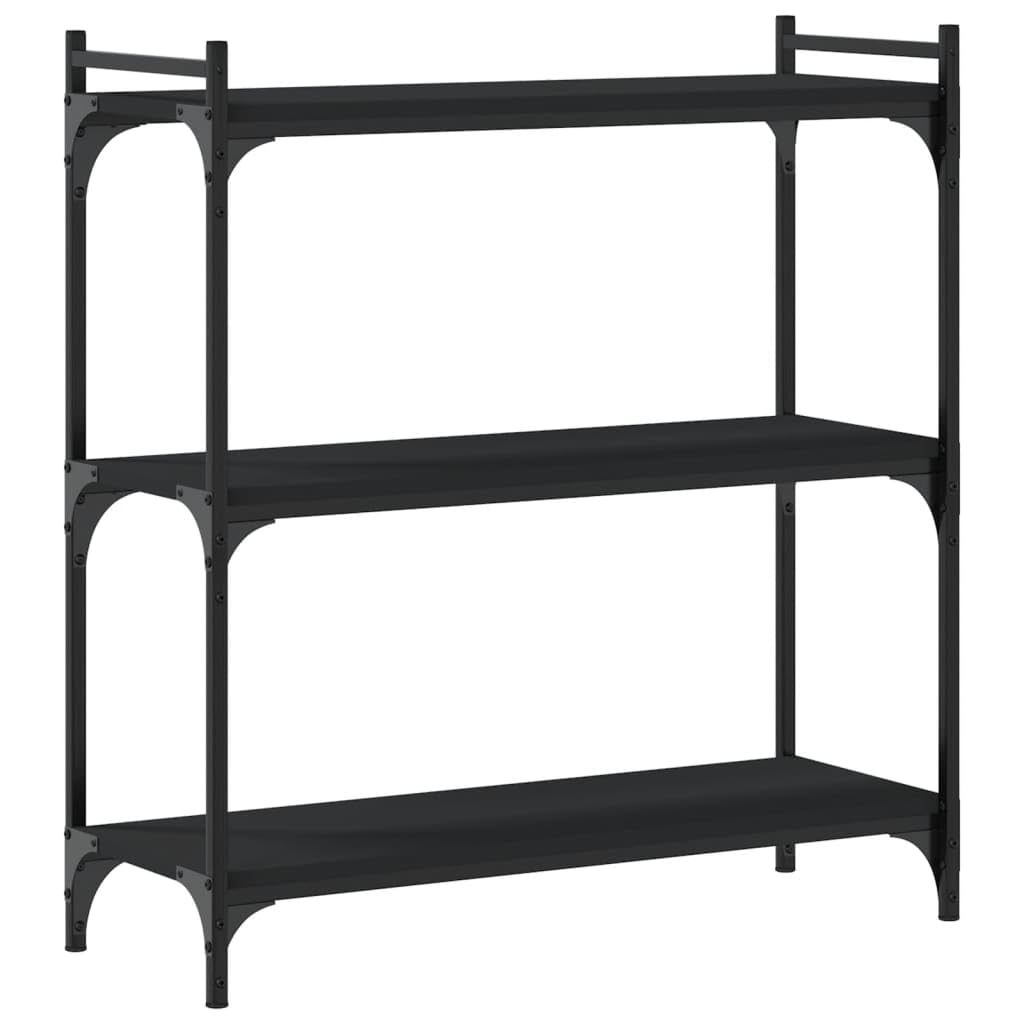 vidaXL Black Bookcase 3-Tier, Industrial Style Engineered Wood and Metal Frame for Home or Office, Easy to Assemble and Clean - 31.5&quot;x11.8&quot;x33.9&quot;