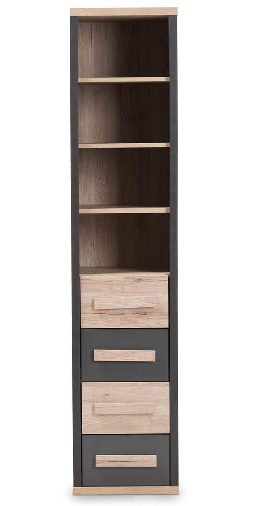 Baxton Studio Pandora 4 Drawer Storage Unit in Gray and Oak Brown