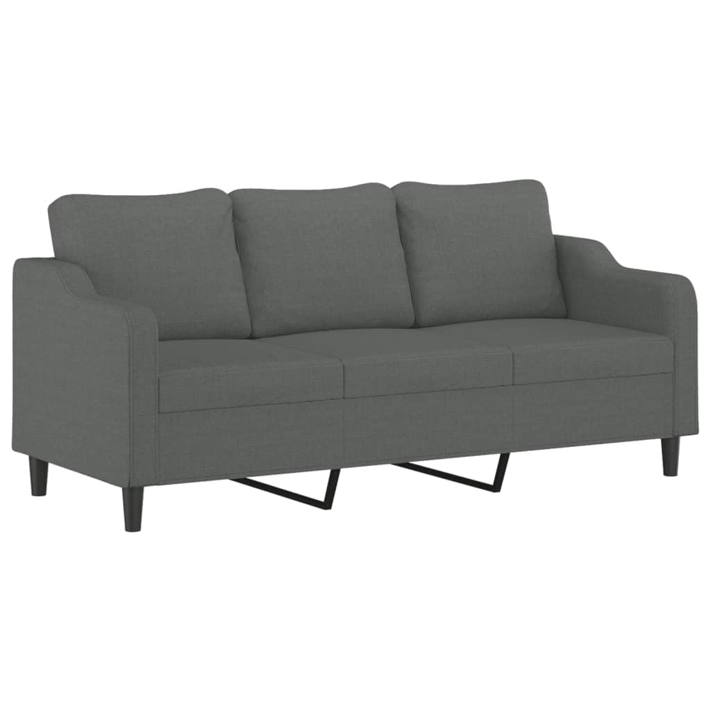 vidaXL Dark Gray Sofa Set with Pillows - Fabric Loveseat, Armchair and Couch for Living Room, Office, Lounge