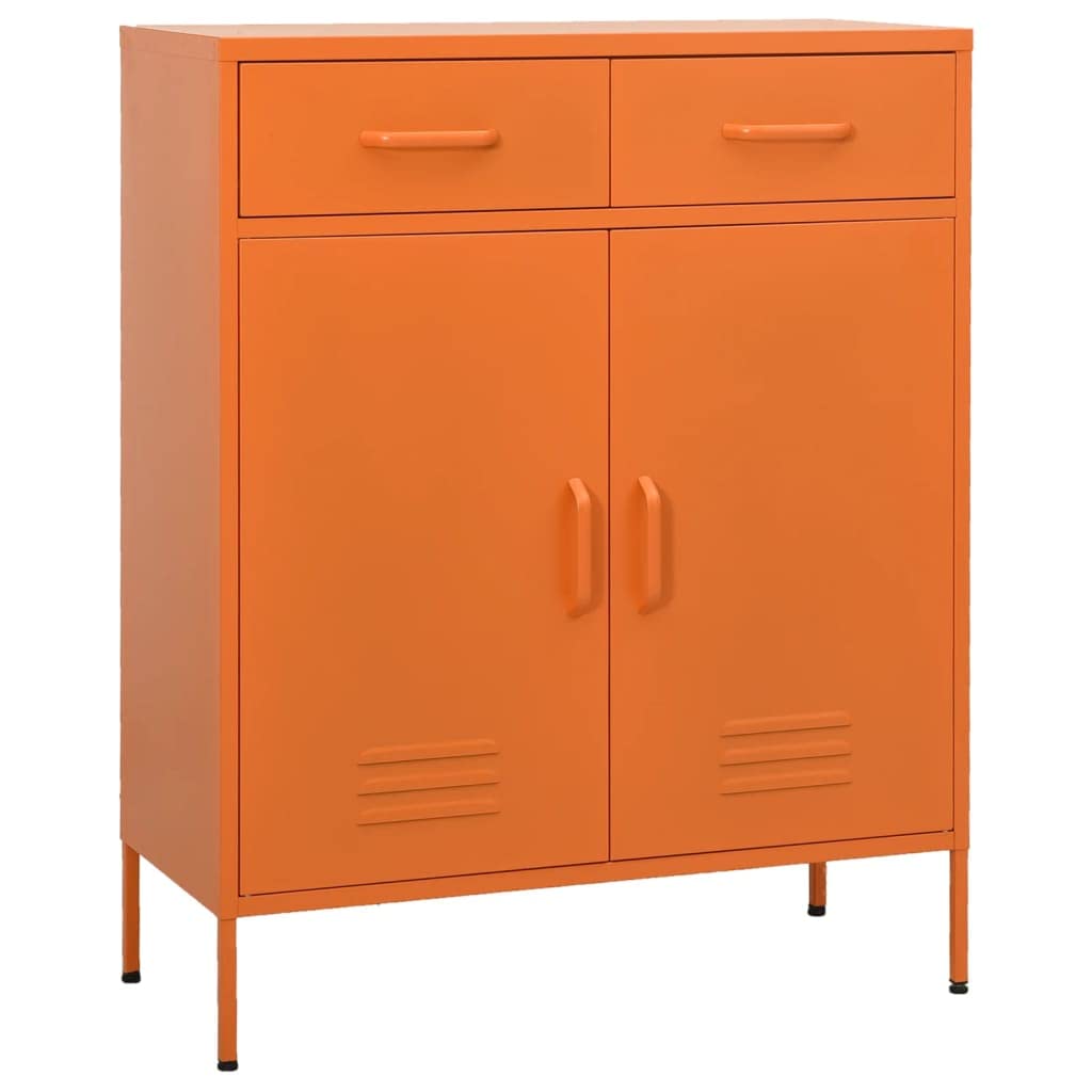 vidaXL Storage Cabinet Orange 31.5&quot; Steel Book Display Side Cabinet Furniture