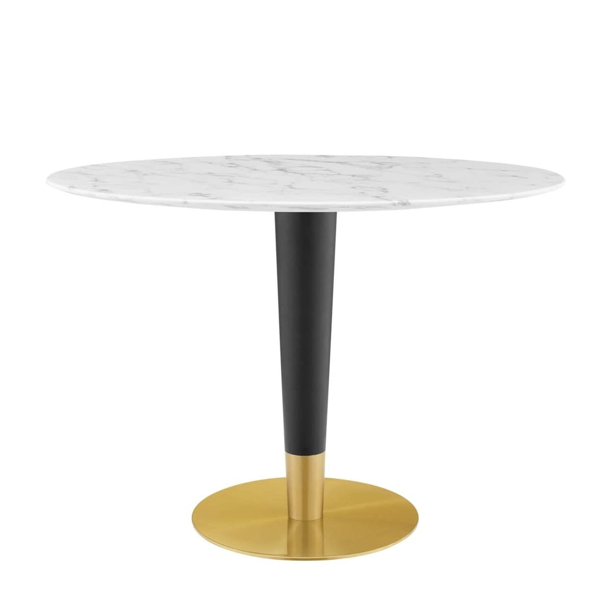 Modway Zinque Artificial Marble Dining Table, 42 Inch, Gold White