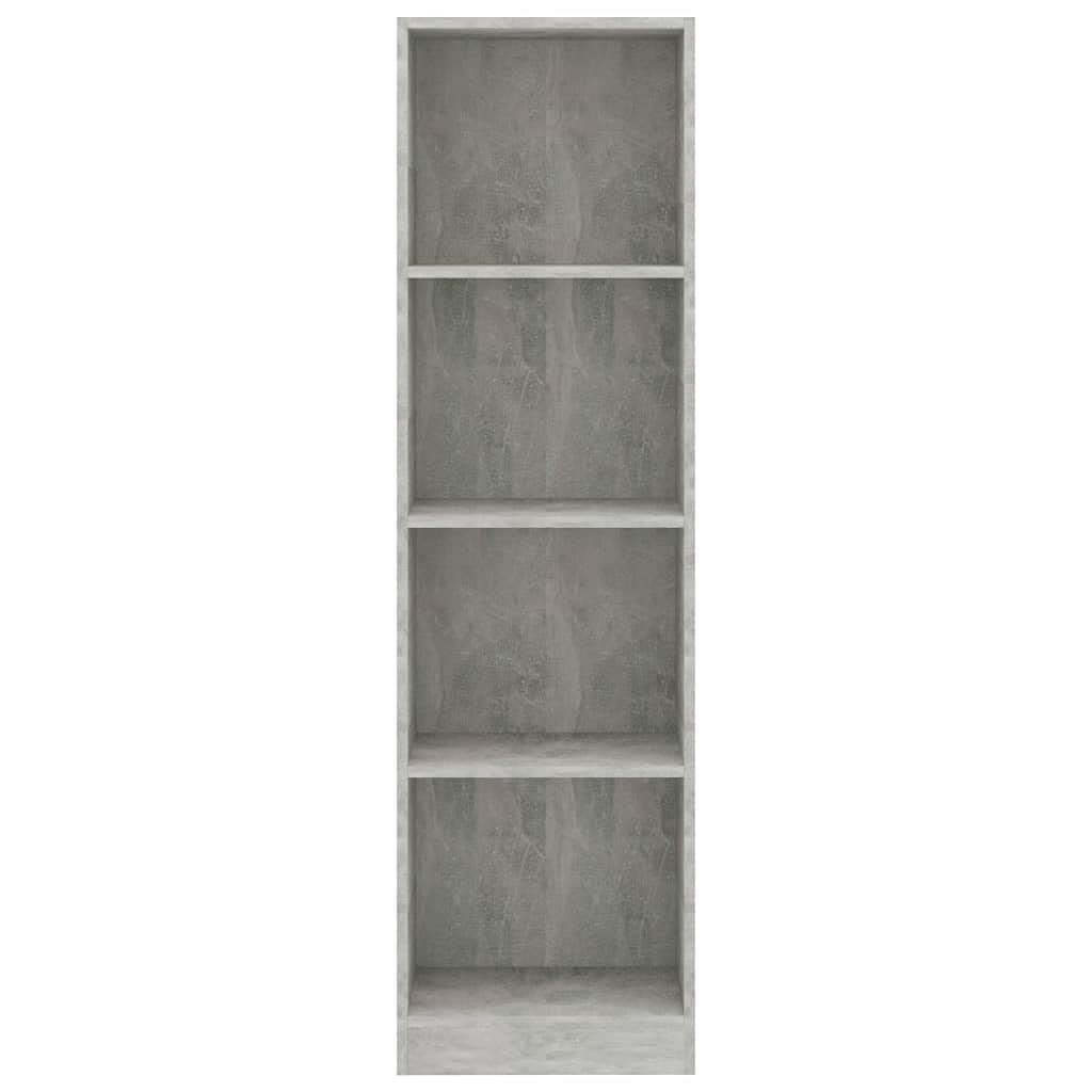 vidaXL Bookshelf, 4-Layer Design Bookcase, Freestanding Display Shelving, Display Shelf for Living Room, Modern, Concrete Gray Engineered Wood