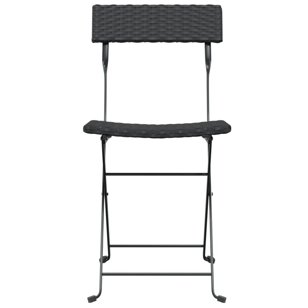 vidaXL 2 pcs Black Folding Bistro Chairs with Durable Poly Rattan and Steel Frame for Garden and Terrace, Easy-to-Store Foldable Design