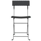 vidaXL 2 pcs Black Folding Bistro Chairs with Durable Poly Rattan and Steel Frame for Garden and Terrace, Easy-to-Store Foldable Design