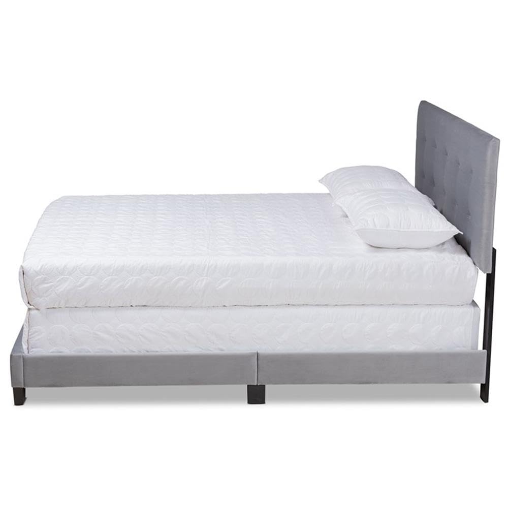 Baxton Studio Caprice Modern and Contemporary Glam Grey Velvet Fabric Upholstered Full Size Panel Bed