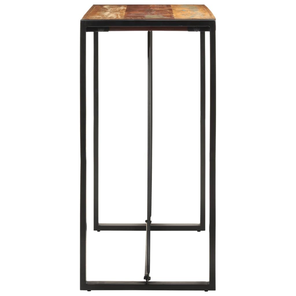 vidaXL Solid Reclaimed Wood Bar Table - Vintage Industrial Rectangular Bistro Table for Dining, Kitchen, 43.3"x21.7"x43.3", Iron Frame