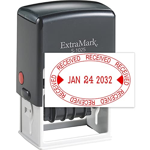 Extramark S-1025 Professional Self Inking Office Date Stamp With 'Received' Phrase - Style O - Red Color Ink