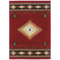 HomeRoots Polypropylene 4’ x 6’ Red and Beige Ikat Pattern Area Rug