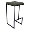 LeisureMod Olive Green Leather Bar Stool - Modern Counter Height Stool with Metal Frame & Comfortable Back Support