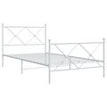 vidaXL Elegant White Steel Single Bed Frame with Headboard/Footboard - Under-Bed Storage - Metal Slats - 81.5x41.3x35.6