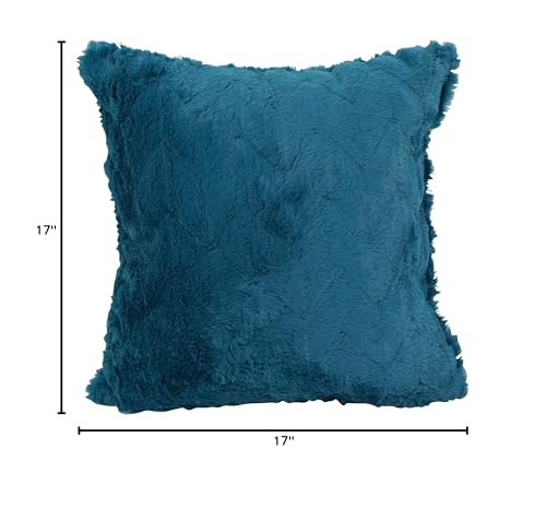 Blazing Needles Square Faux Fur Throw Pillows, 17&quot;, Naples Caspia 4 Count