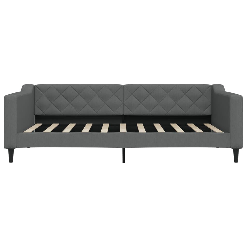 vidaXL Day Bed/Sofa Bed in Dark Grey - 100x190 cm, Fabric Upholstered, Foam Padded, Modern Design, Sturdy Wood and Metal Frame, 354177