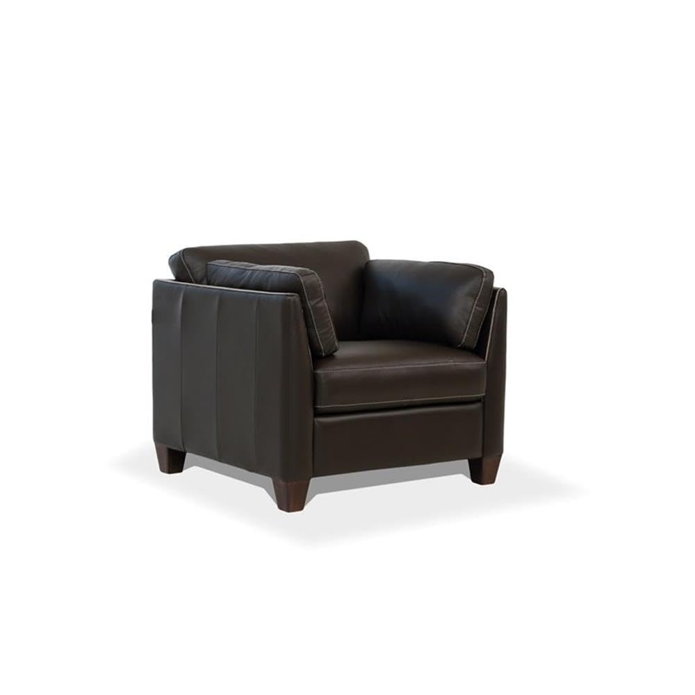 Acme Matias Leather Accent Chair in Chocolate