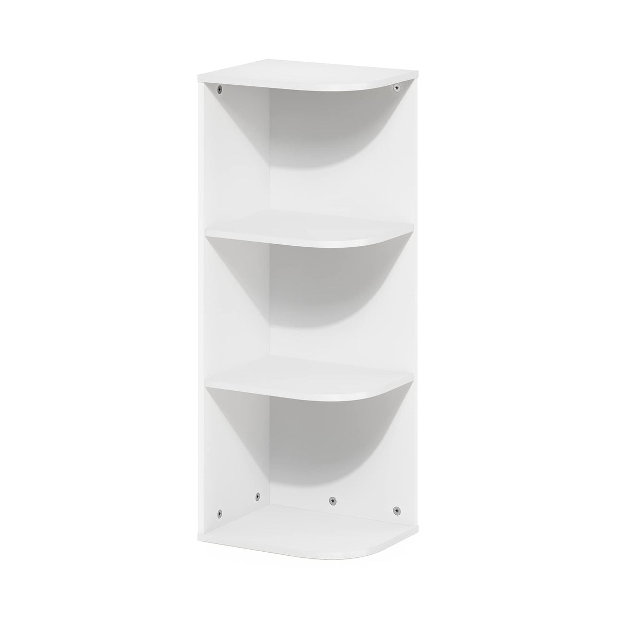 Furinno Pasir 3-Tier Corner Open Shelf Bookcase, White