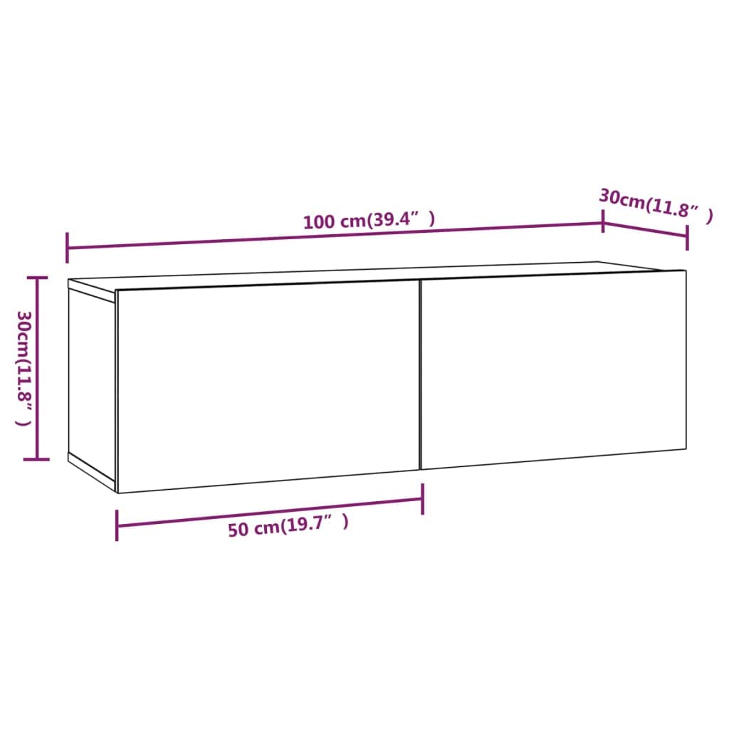 vidaXL TV Stand Set 4 Piece, Wall Mounted Entertainment Center, TV Stand Console with Storage, Modern Style, White Engineered Wood