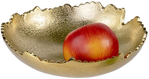 Red Co. 8.75    Gold Moon Decorative, Asymmetrical Torn, Hammered Metal Centerpiece Bowl With Sculpted Edges