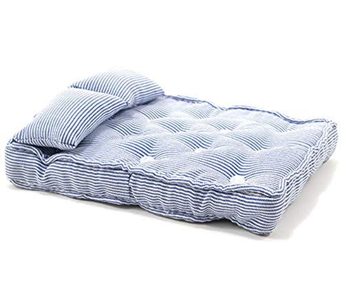 Classics by Handley Dollhouse Double Mattress with Pillows, Blue and White Stripe