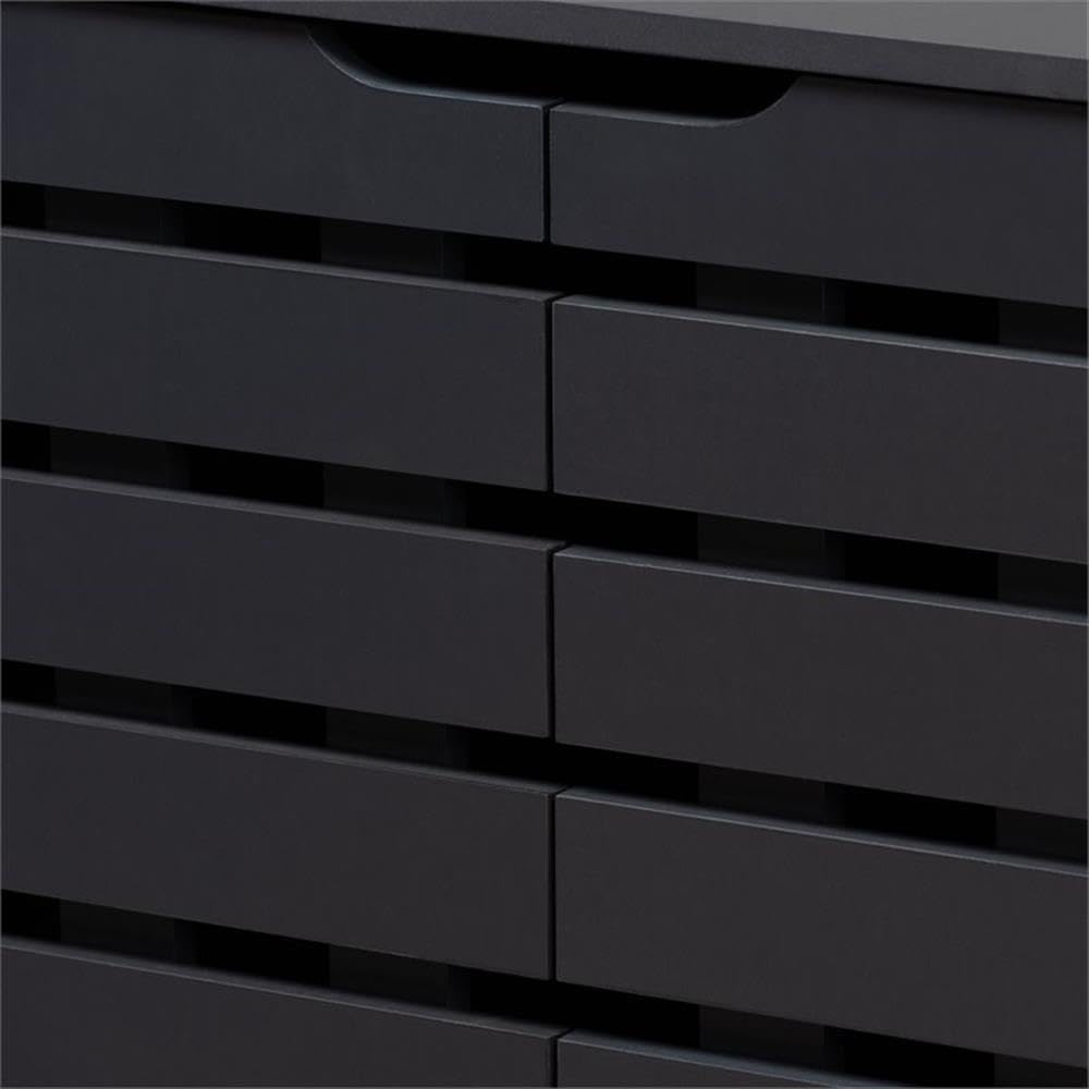 Baxton Studio Shirley Modern and Contemporary Dark Grey Finished 2-Door Wood Shoe Storage Cabinet with Open Shelves