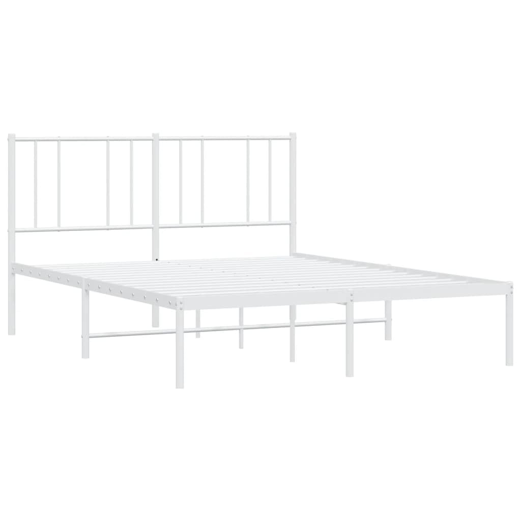 vidaXL 12 Inch Full Metal Bed Frame with Headboard, No Box Spring Needed, Noise Free Platform Bed Frame with Steel Slats, Easy Assembly, Under Bed Storage, Minimalist, White