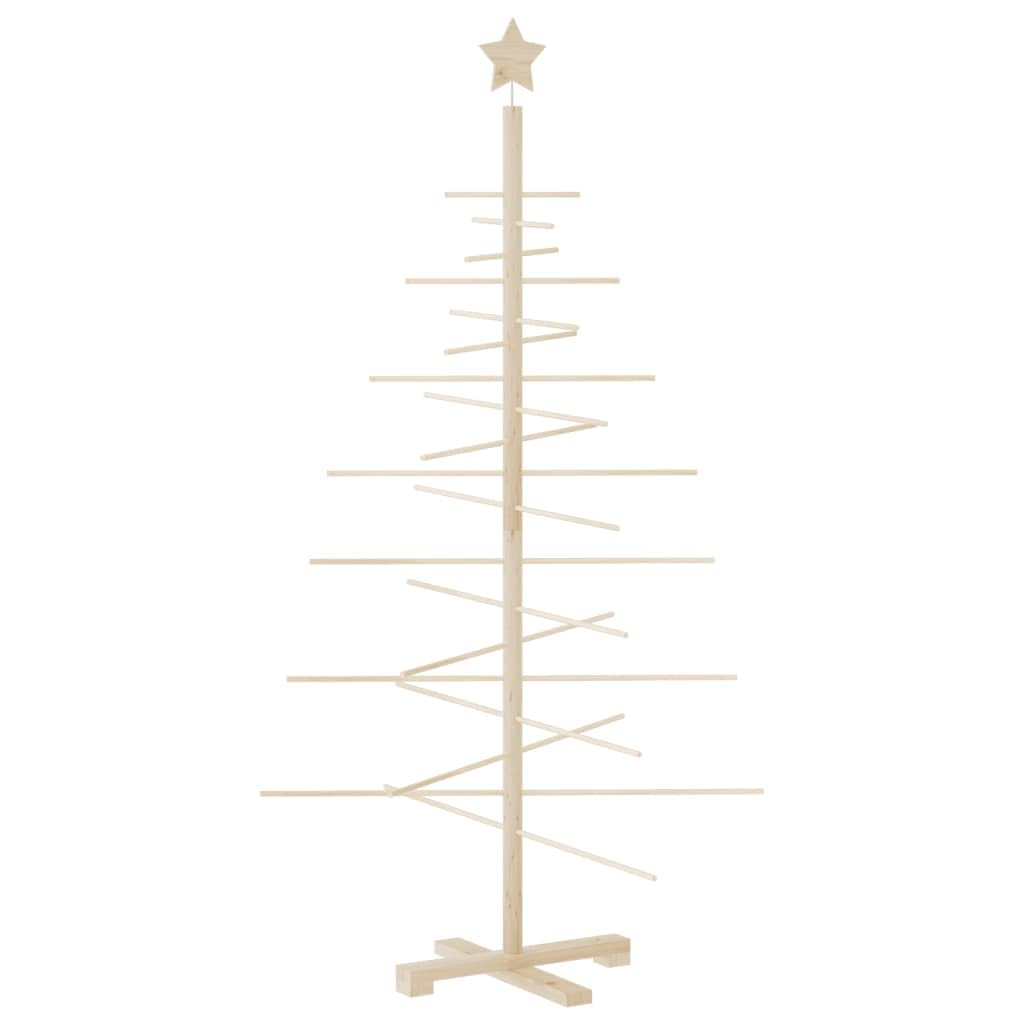 vidaXL 59.1&quot; Wooden Christmas Tree - Solid Pine Wood and Bamboo - Space-Saving, Easy to Assemble and Disassemble - Brown