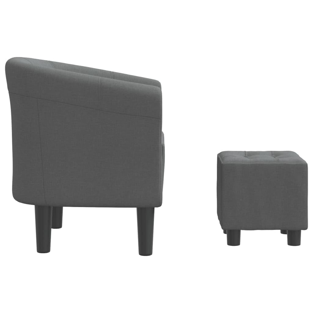 vidaXL Dark Gray Fabric Tub Chair and Footstool Set, Comfy Padded Accent Armchair with Sturdy Frame for Living Room, Bedroom, or Office