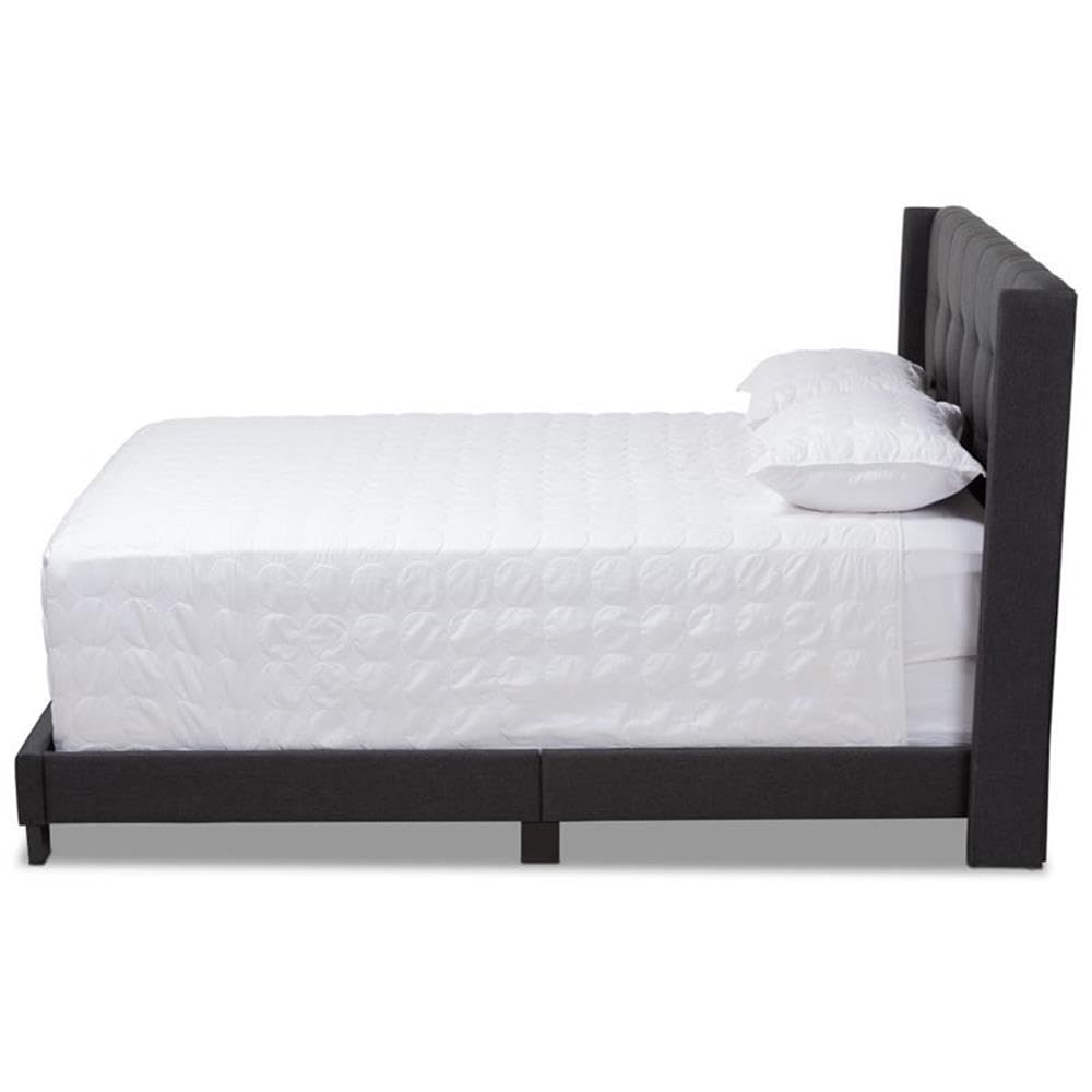 Baxton Studio Lisette Modern and Contemporary Charcoal Grey Fabric Upholstered King Size Bed
