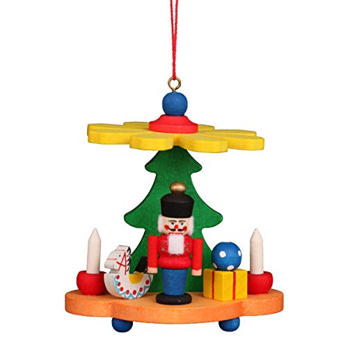 Alexander Taron 3" Green, Red, And Yellow Colorful Pyramid With Nutcracker Collectible Christian Ulbricht Ornament