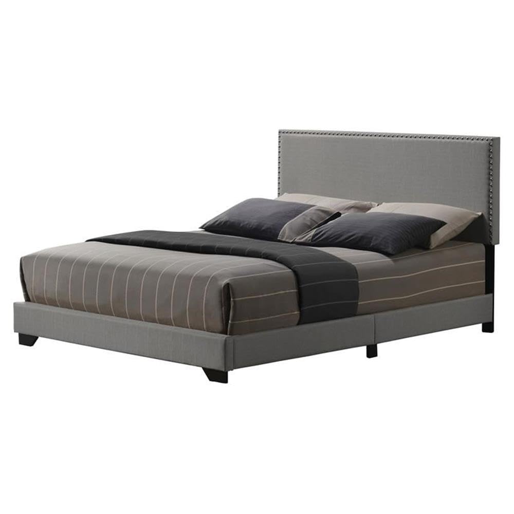 Acme Leandros Fabric Upholstered Queen Panel Bed - Thumbnail 3