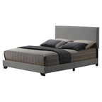 Acme Leandros Fabric Upholstered Queen Bed with Nailhead Trim in Light Gray