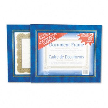 Leatherette Document Frame, 8-1/2 x 11, Blue, Pack of Two