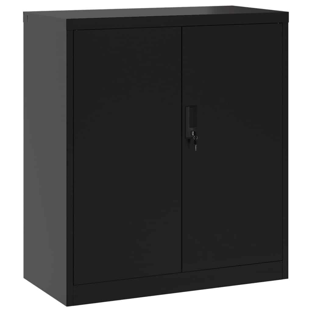 vidaXL File Cabinet Lockable Metal Storage Cabinet with Doors Black Steel