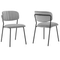 Armen Living Carlo Modern Velvet and Metal Dining Room Chairs-Set of 2, Grey