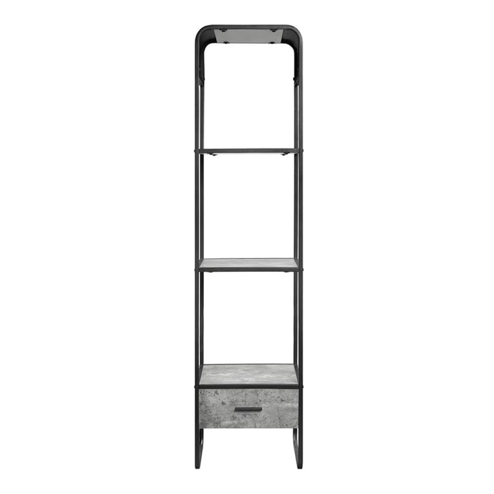 Acme Raziela Storage Side Pier in Concrete Gray and Black Metal Frame