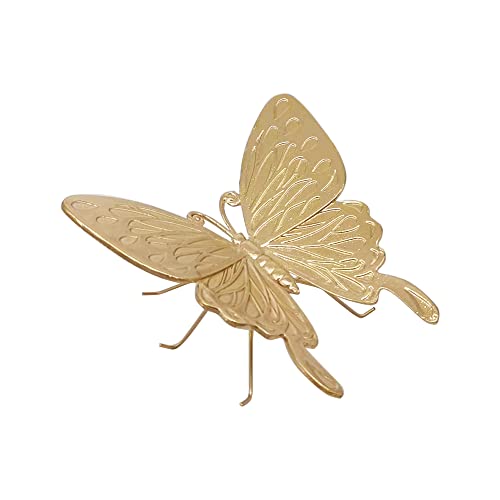 Tricune Gold Butterfly Sculpture Solid Metal Insect Ornament Mini Butterfly Figurine For Home Office Garden Desktop Decor (Butte