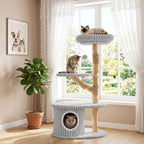 41-Inch Cat Tower with Real Wood Branches & Scratching Posts