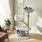 41-Inch Cat Tower with Real Wood Branches & Scratching Posts