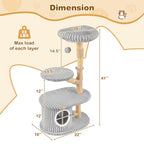 41-Inch Cat Tower with Real Wood Branches & Scratching Posts