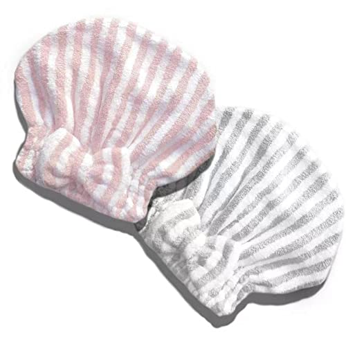 SportMore Microfiber Hair Towel Cap,Soft Absorbent Quick Drying Cap for Curly Thick Hair, Wrap Cap with Hair Brush for Women Gir