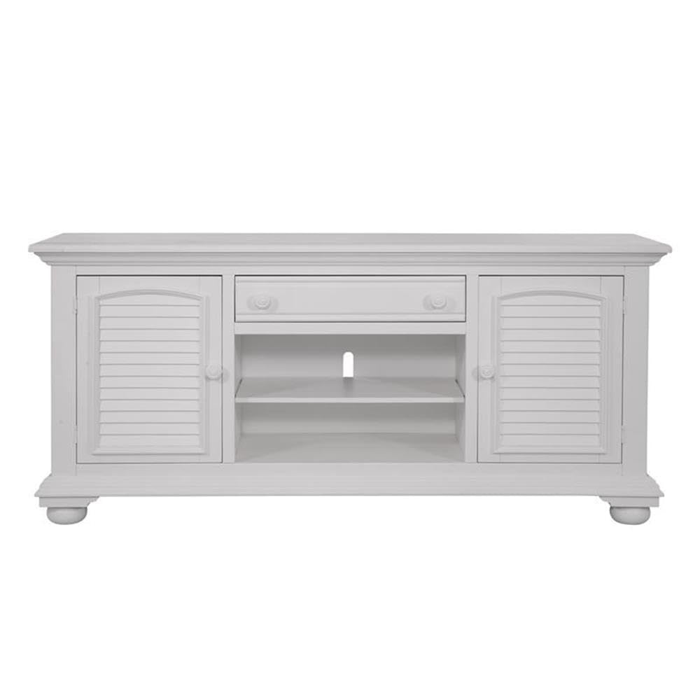 American Woodcrafters Cottage Traditions Eggshell White 72-Inch Wood Tv Console