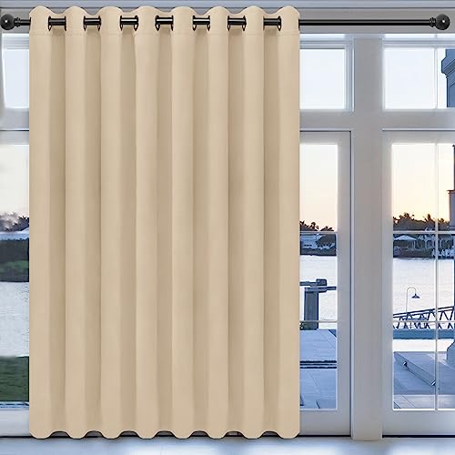 Easy-Going Blackout Door Curtains For Bedroom, Solid Thermal Insulated Grommet And Noise Reduction Window Drapes, Room Darkening Curtains For Living Room, 1 Panel (100X96 In, Beige)