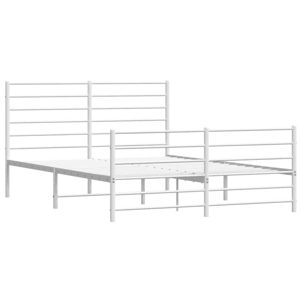 vidaXL 12 Inch Queen Metal Bed Frame with Headboard & Footboard, No Box Spring Needed, Noise Free Platform Bed Frame with Steel Slats, Easy Assembly, Under Bed Storage, Minimalist, White